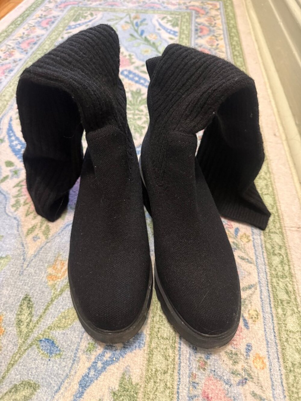 Round-Toe Knee-High Wool Wedge Boots (Eduarda)